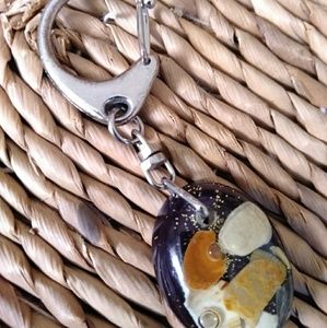 5/$20 Vntg embedded resin shell Glitter keychain